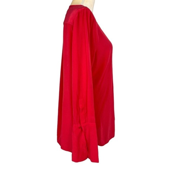 Equipment Kenley Silk Flare Sleeve Blouse Red Medium Classy Sophisticated Casual - Picture 6 of 12